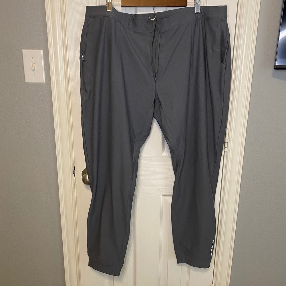 Peter Millar Crown Sport Mens XXL Gray Performance Jogger Pants Drawstring Golf